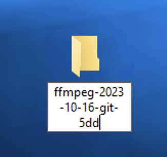 Next, rename the extracted folder to ffmpeg.