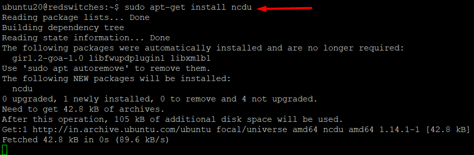 # sudo apt-get install ncdu linux command