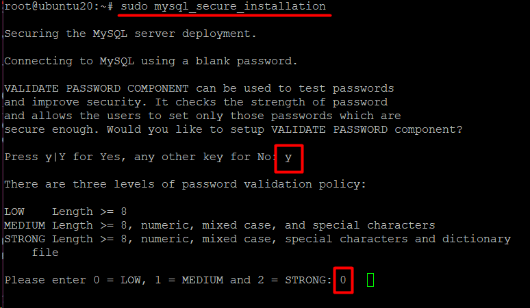 sudo mysql secure installation