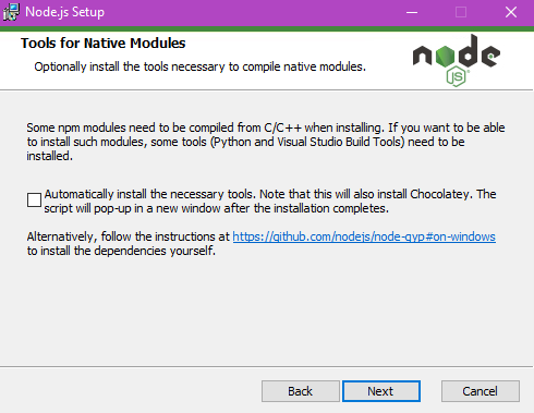 node js tools for native modules
