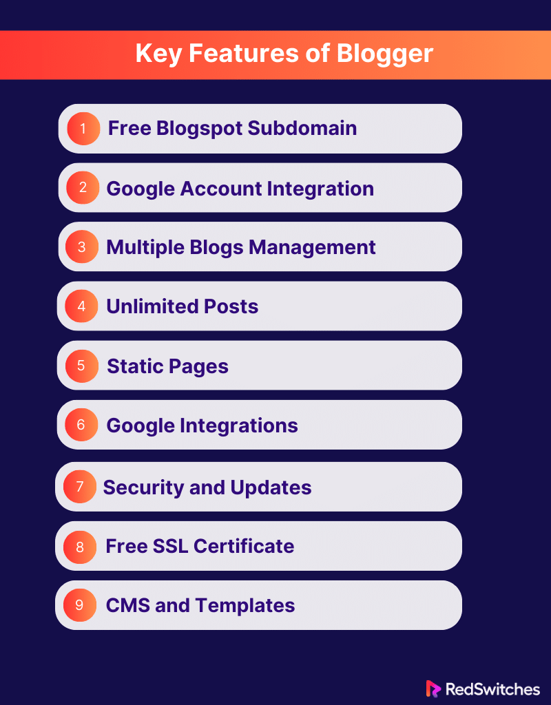 Key Features of Blogger