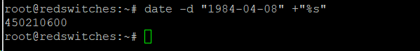 date -d 1984-04-08 %s linux command