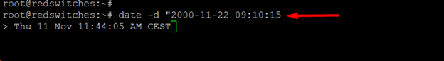 date -d 2000-1122 091015 linux command
