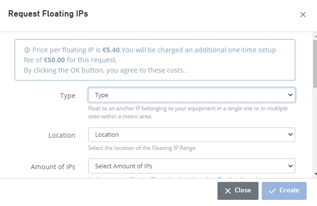 request floating ips selection