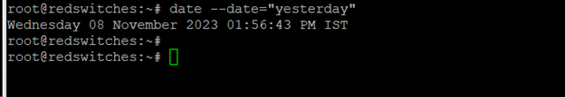 yesterday date command in linux
