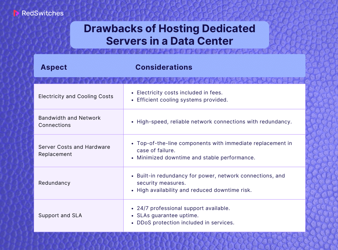 Drawbacks of Hosting Dedicated Servers in a Data Center