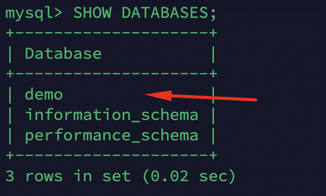 SHOW DATABASES