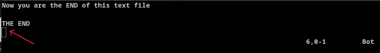 vim end of file command