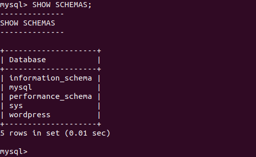 mysql show schemas