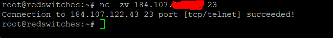# nc -zv System_ip 23 nc command