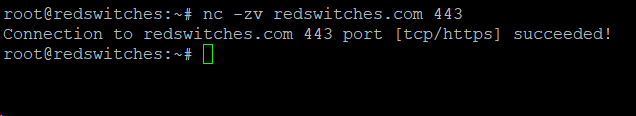 # nc -zv redswitches.com 443 nc command