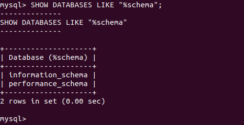 show database like schema