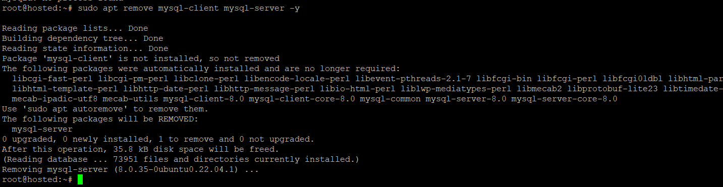 sudo apt remove mysql