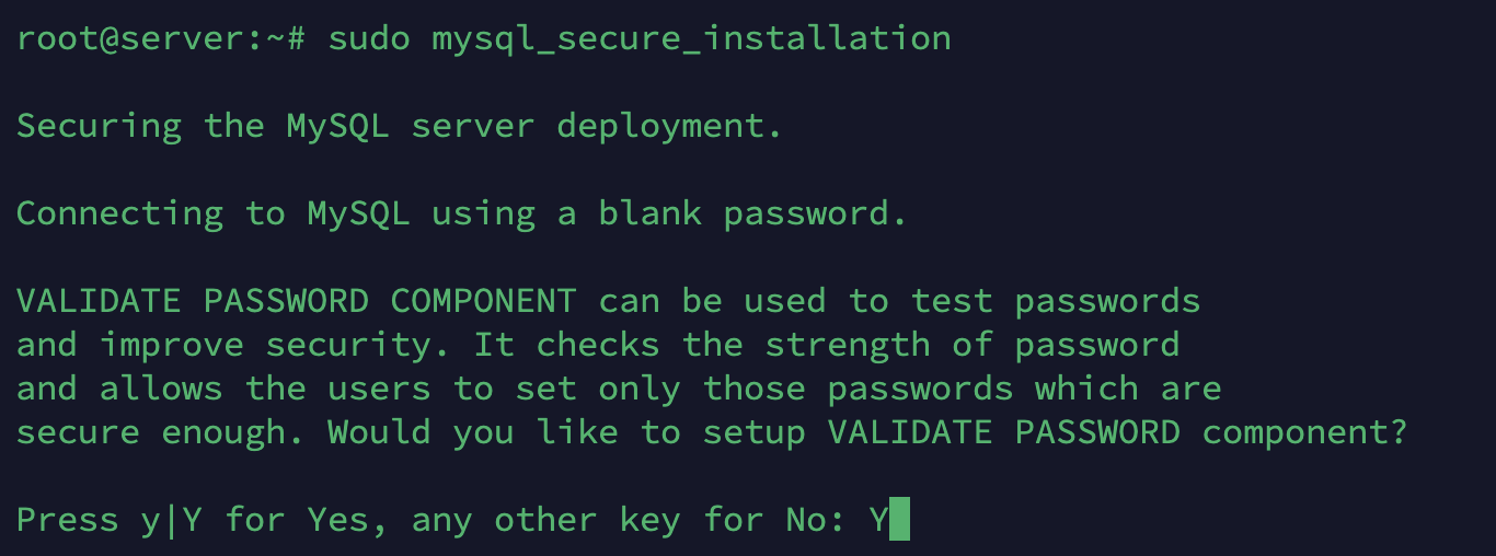 sudo mysql secure installation