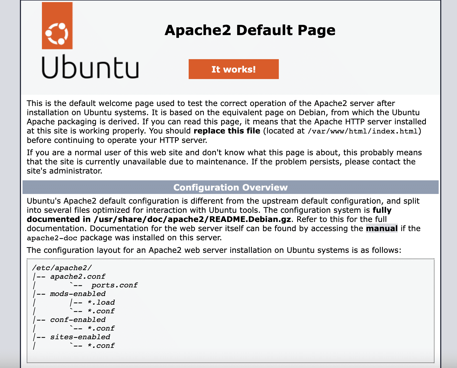 ubuntu apache2 default page