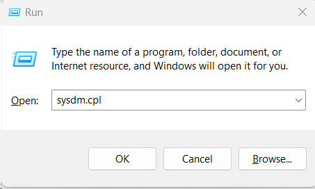 Enter sysdm.cpl and press Enter to launch the System Properties window.