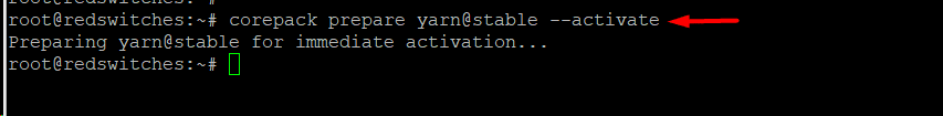 corepack prepare yarn stable --activate