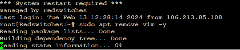 sudo apt remove vim -y