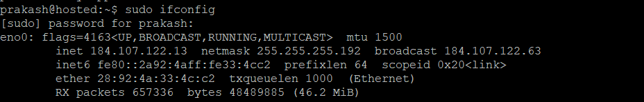 sudo ifconfig