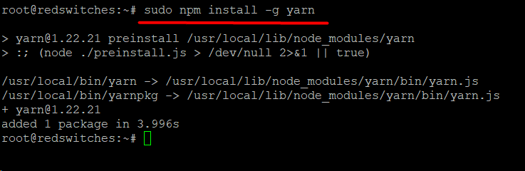 sudo npm install -g yarn