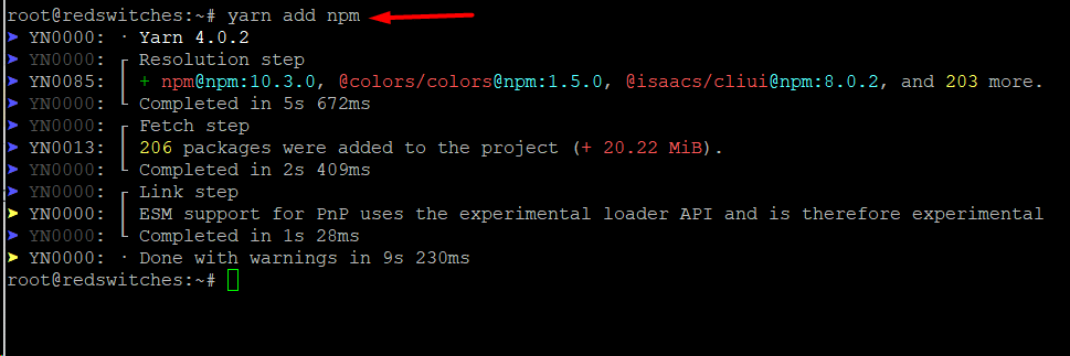 yarn add npm
