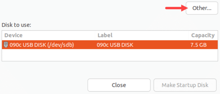 Disk to Use option