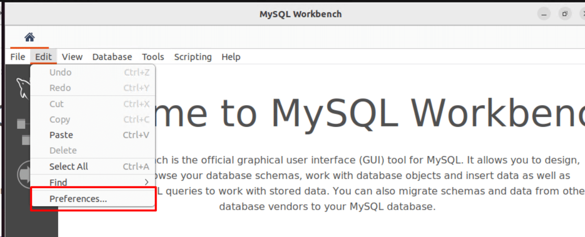 configure mysql workbench