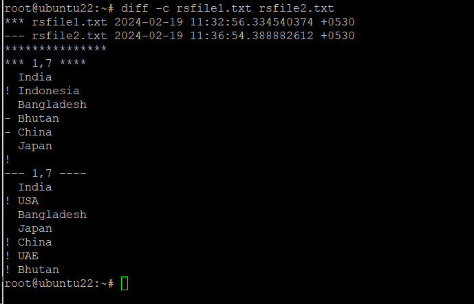 diff -c file1 file2