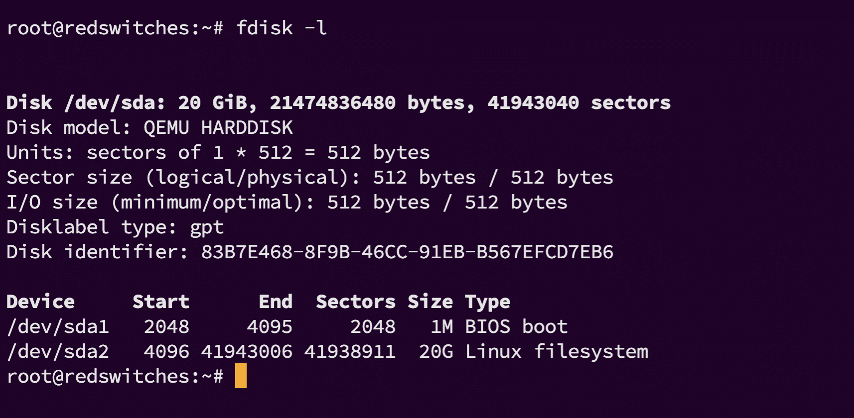 fdisk -l