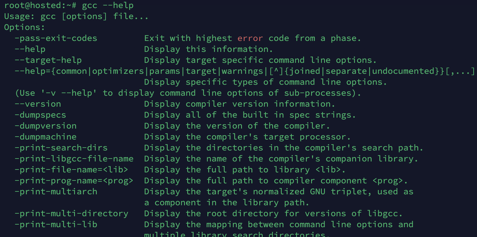 gcc --help