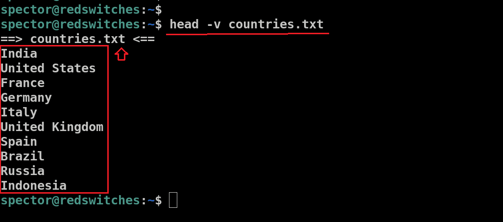 head -v countries.txt