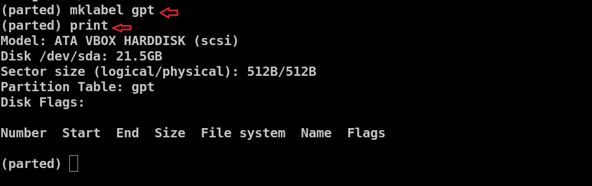(parted) print