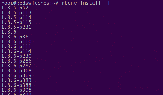 rbenv install -l