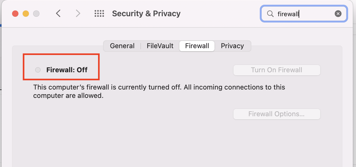 security and privacy firewall off