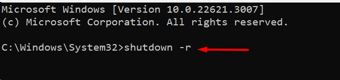 shutdown –r