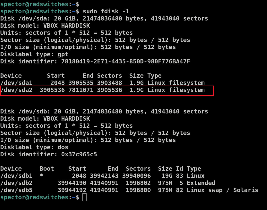 sudo fdisk -l VBOX Hard disk