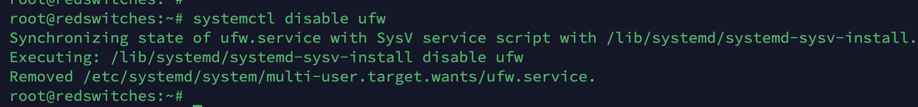 systemctl disable ufw