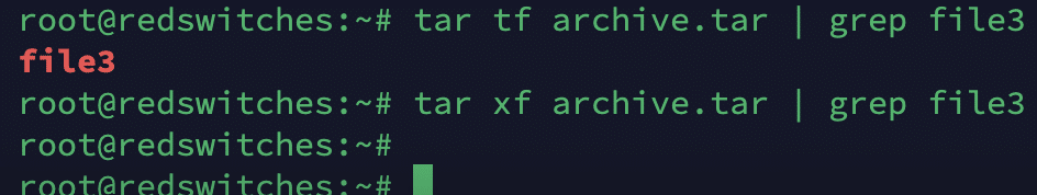 tar xf archive.tar grep file3
