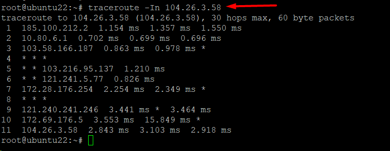 traceroute -In