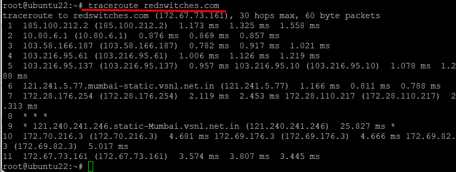 traceroute redswitches.com