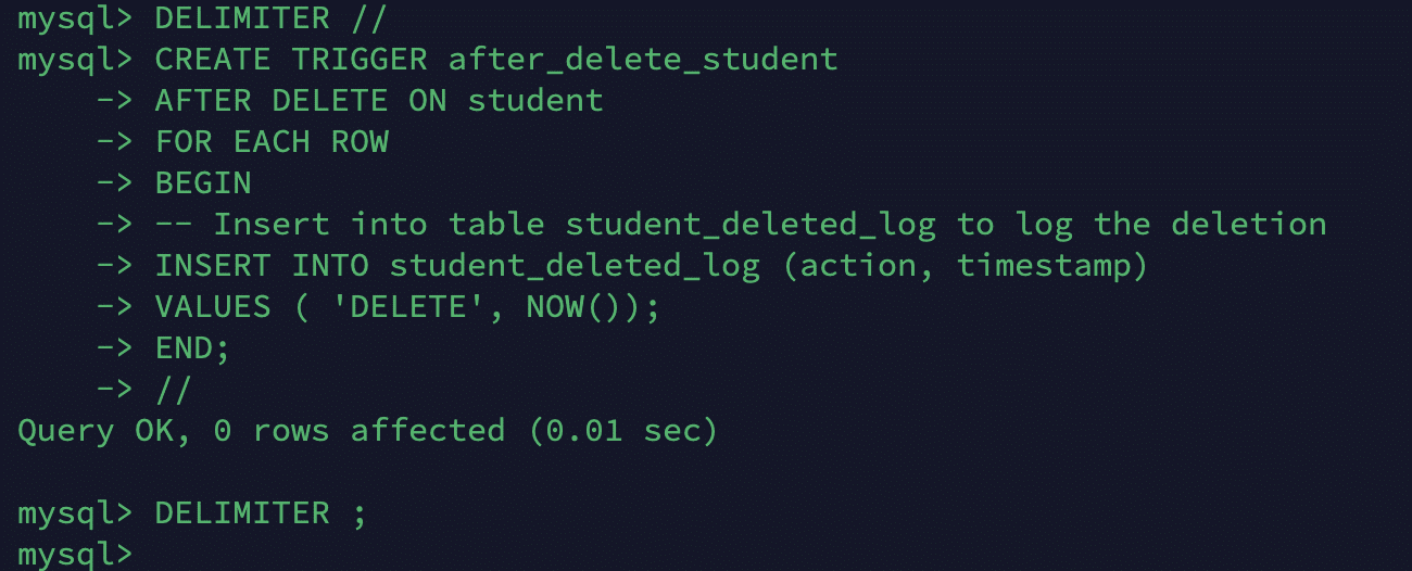An AFTER DELETE Example