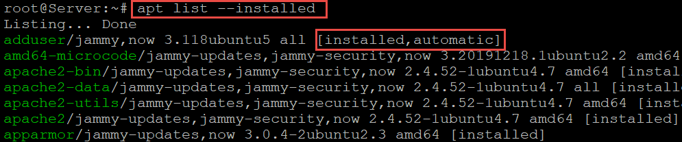 apt list --installed