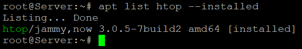 apt list package name --installed