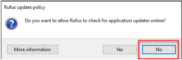 rufus update policy