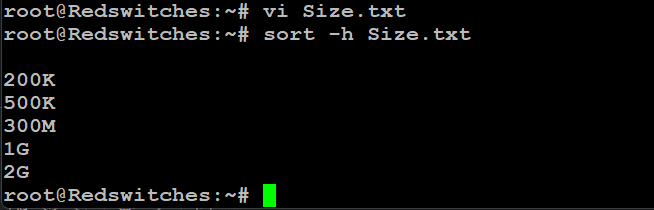 sort -h sizes.txt