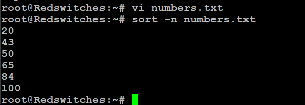 sort -n numbers.txt 2