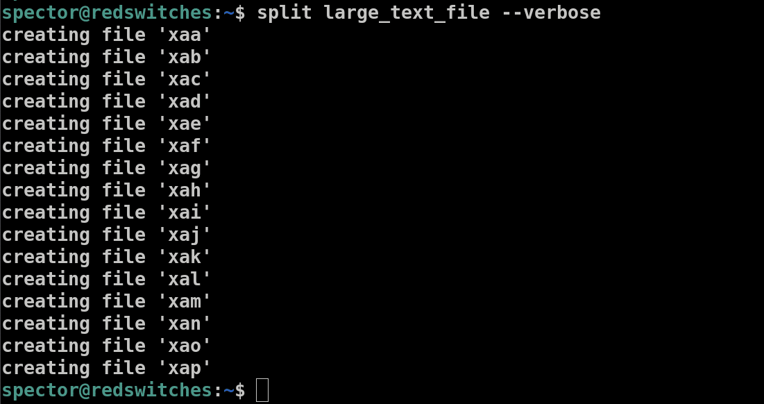 split large_text_file --verbose