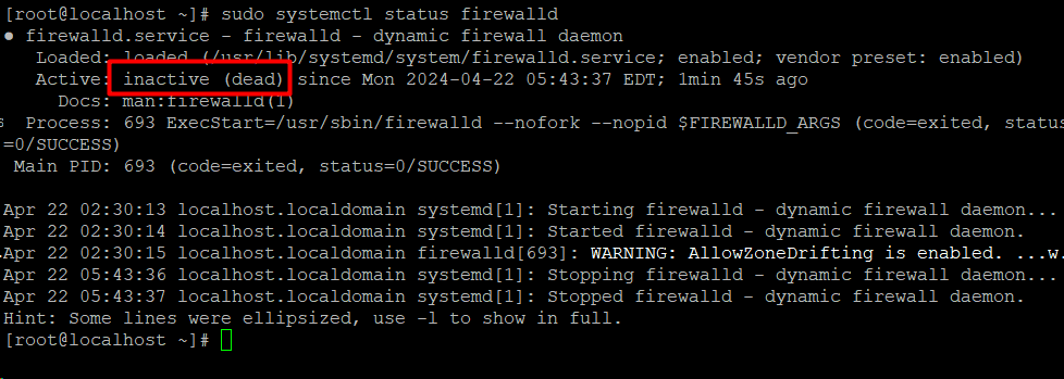 sudo systemctl status firewalld (2)