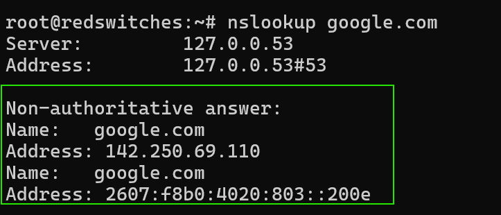 # nslookup google