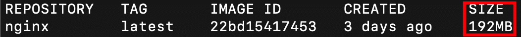 docker image SIZE